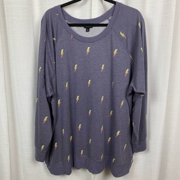 Torrid Purple Lightning Bolt Lightweight French Terry Sweatshirt Sz.4 - Picture 7 of 14